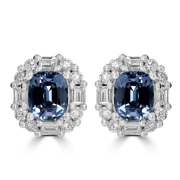 1.15tct Spinel Earring with 0.43tct Diamonds set in 14K White Gold
