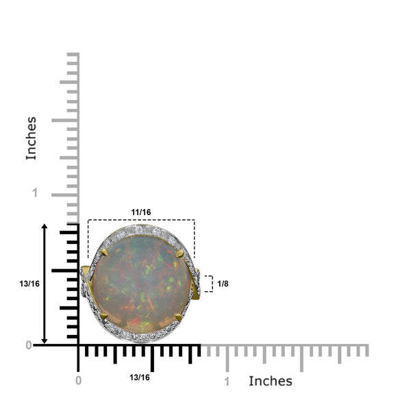 10.7ct Opal Ring with 0.37tct Diamonds set in 14K Yellow Gold