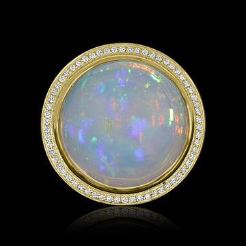 15.33ct Opal Ring with 0.25tct Diamonds set in 14K Yellow Gold