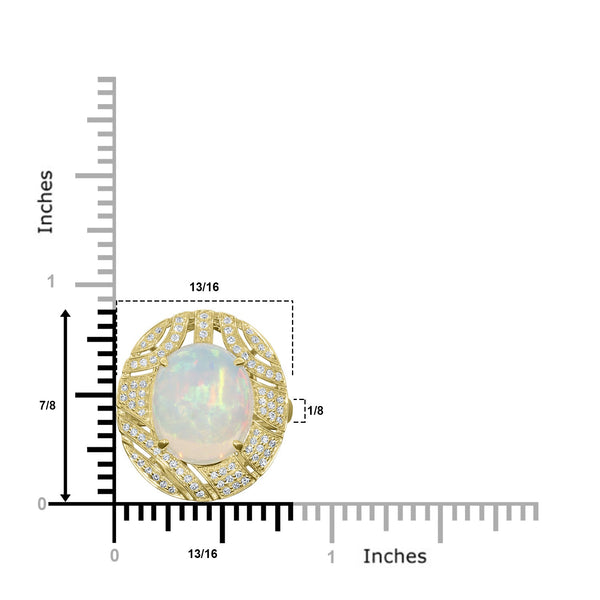 6.38ct Opal Ring with 0.32tct Diamonds set in 14K Yellow Gold