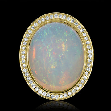 15.47ct Opal Ring with 0.26tct Diamonds set in 14K Yellow Gold