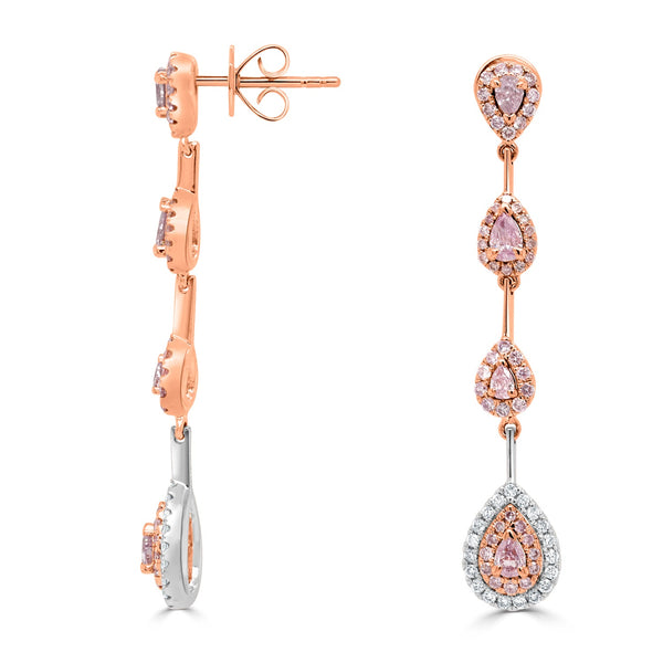 0.68tct Pink Diamond Earring with 0.82tct Diamonds set in 14K Two Tone Gold