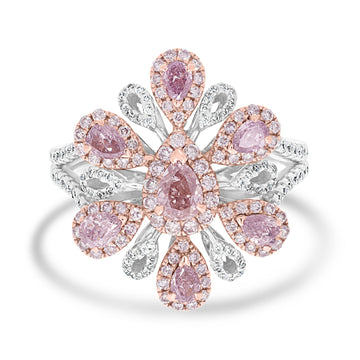 0.94tct Pink Diamond Rings with 0.89tct Diamond set in 14K Two Tone Gold