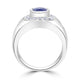 2.45ct Sapphire Men Ring with 0.61ct Diamonds set in 14K White Gold