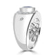 2.45ct Sapphire Men Ring with 0.61ct Diamonds set in 14K White Gold