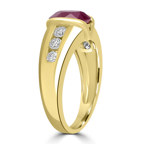 3.26ct   Ruby Rings with 0.59tct Diamond set in 14K Yellow Gold