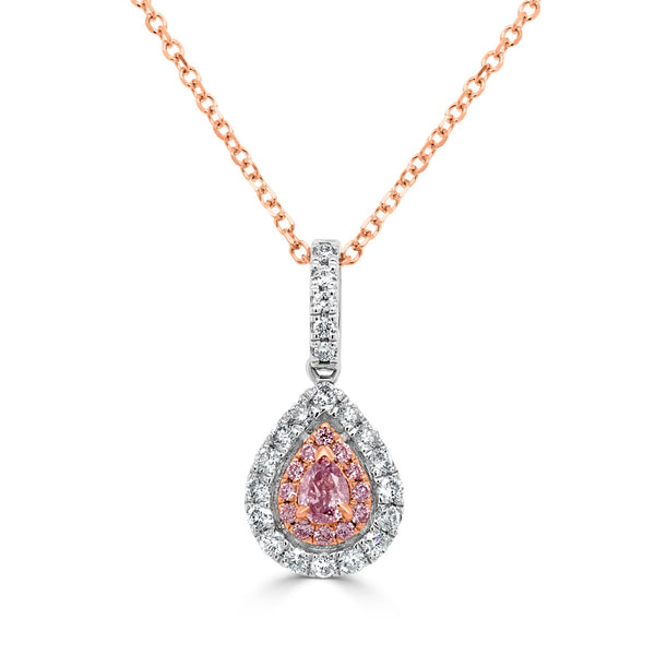0.13ct Pink Diamond Pendant with 0.29tct Diamonds set in 14K Two Tone Gold