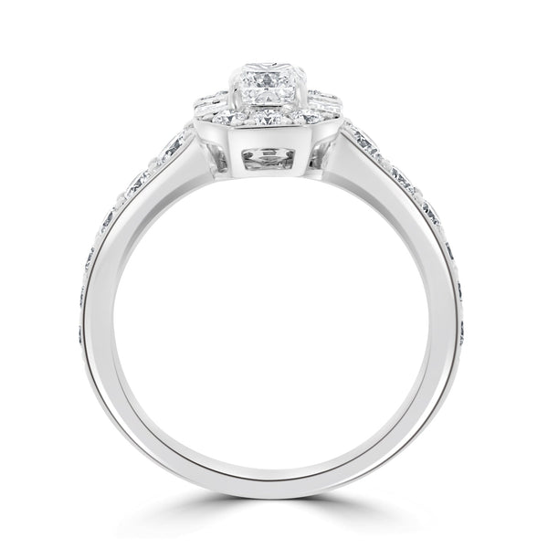 0.51ct Diamond Ring with 1tct Diamonds set in 18K White Gold