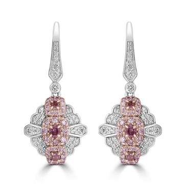 0.36tct Pink Diamond Earring with 0.75tct Diamonds set in 14K Two Tone Gold