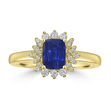 1.16ct Sapphire Rings with 0.19tct Diamond set in 14K Yellow Gold