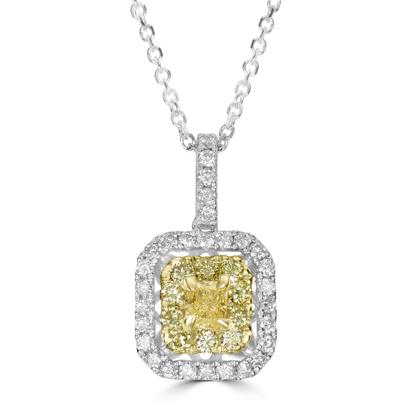 0.19ct Yellow Diamond Pendants with 0.47tct Diamond set in 14K Two Tone Gold