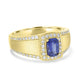 1.2ct Sapphire Men Ring with 0.43tct Diamond set in 14K Yellow Gold