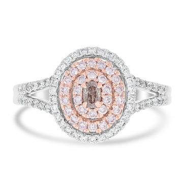 0.1ct Pink Diamond Rings with 0.46tct Diamond set in 14K Two Tone Gold