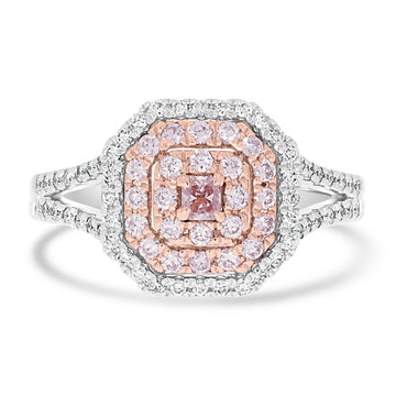 0.09ct Pink Diamond Rings with 0.54tct Diamond set in 14K Two Tone Gold