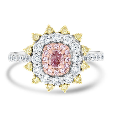 0.17ct Pink Diamond Rings with 1.01tct Diamond set in 14K Two Tone Gold