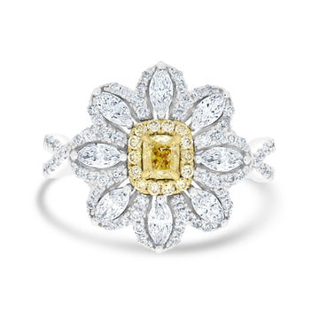 0.21ct Yellow Diamond Rings with 1.13tct Diamond set in 14K Two Tone Gold