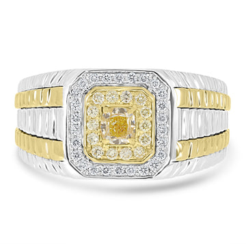 0.51ct Yellow Diamond Rings with 0.35tct Diamond set in 14K Two Tone Gold