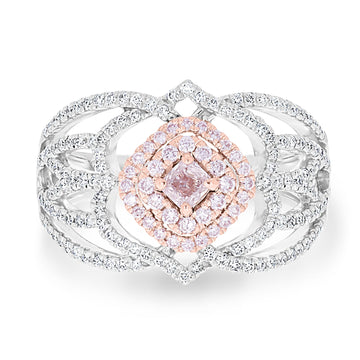 0.18ct Pink Diamond Rings with 0.65tct Diamond set in 14K Two Tone Gold