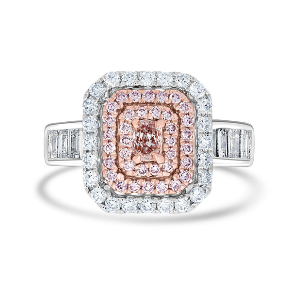 0.18ct Pink Diamond Rings with 1.1tct Diamond set in 14K Two Tone Gold