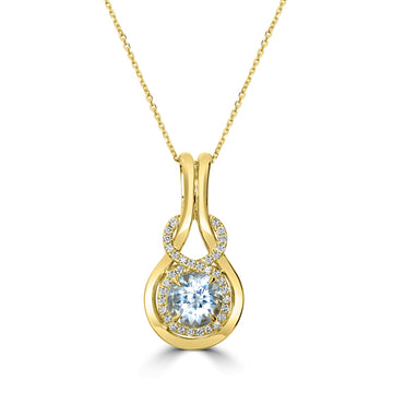 1.12ct Aquamarine Pendant with 0.18tct Diamonds set in 14K Yellow Gold