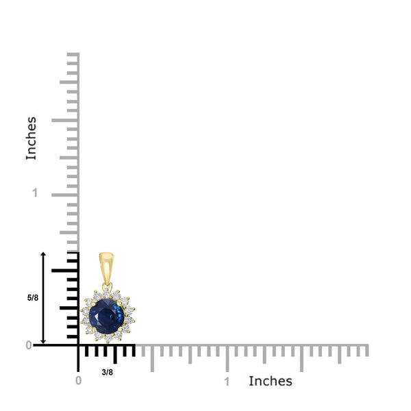 1.3ct Sapphire Pendants with 0.22tct Diamond set in 14K Yellow Gold