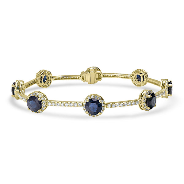 10.53tct Sapphire Bracelets with 2.02tct Diamond set in 14K Yellow Gold