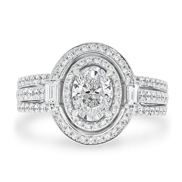 1.01ct Diamond Ring with 0.78tct Diamonds set in 950 Platinum