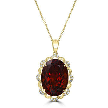 20.5ct Citrine Pendant with 0.34tct Diamonds set in 18K Yellow Gold
