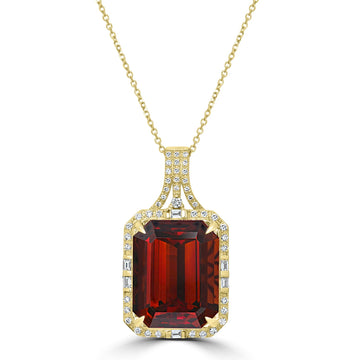20.79ct Citrine Pendant with 0.54tct Diamonds set in 18K Yellow Gold