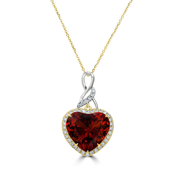 16.53ct Citrine Pendant with 0.74tct Diamonds set in 18K Two Tone Gold