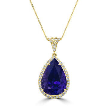 11.84ct Amethyst Pendant with 0.4tct Diamonds set in 18K Yellow Gold