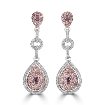 0.26tct Pink Diamond Earring with 0.98tct Diamonds set in 18K Two Tone Gold