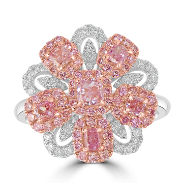 0.8ct Pink Diamond Rings with 0.8tct Diamond set in 18K Two Tone Gold