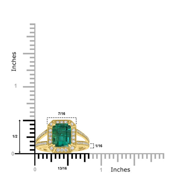 2.91ct Emerald Rings with 0.35tct Diamond set in 18K Yellow Gold