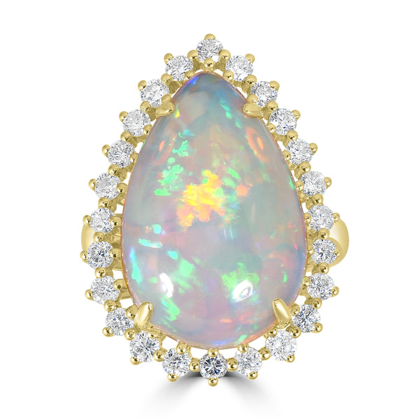 8.79ct Opal Rings with 0.86tct Diamond set in 18K Yellow Gold