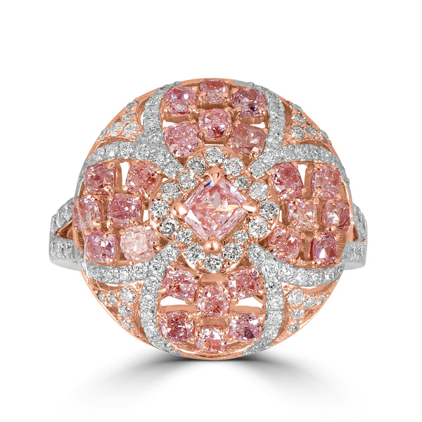 1.42ct Pink Diamond Rings with 0.63tct Diamond set in 18K Rose Gold