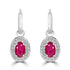 0.95ct Ruby Earrings with 0.14tct Diamond set in 18K White Gold