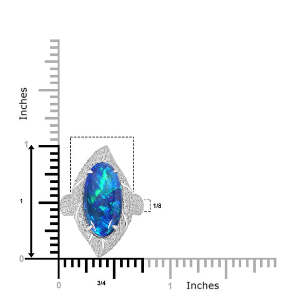 7.15ct Opal Rings with 0.92tct Diamond set in 18K White Gold