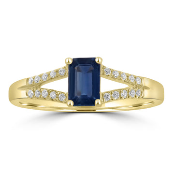 0.6ct Sapphire Rings with 0.08tct Diamond set in 18K Yellow Gold