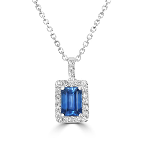 0.83ct Sapphire Pendants with 0.15tct Diamond set in 18K White Gold