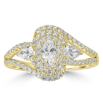 0.24ct Diamond Rings with 0.85tct Diamond set in 18K Yellow Gold