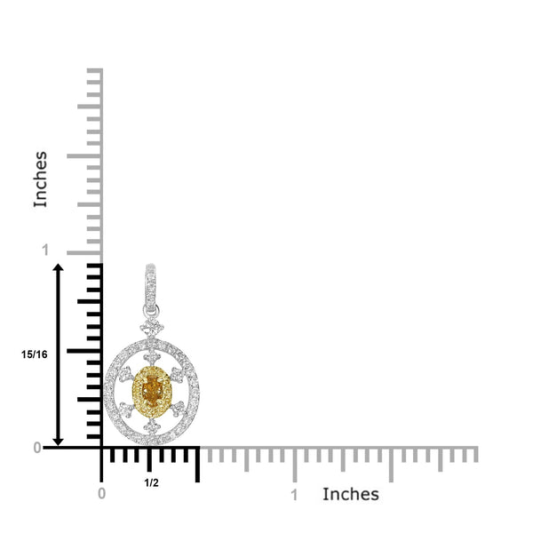 0.15ct Yellow Diamond Pendants with 0.46tct Diamond set in 18K Two Tone Gold