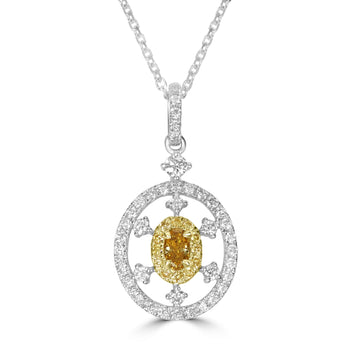 0.15ct Yellow Diamond Pendants with 0.46tct Diamond set in 18K Two Tone Gold