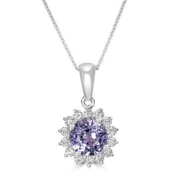 0.84ct Sapphire Pendants with 0.2tct Diamond set in 18K White Gold