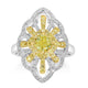 1.01ct Yellow Diamond Rings with 0.7tct Diamond set in 18K Two Tone Gold