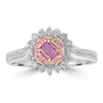 0.26ct Pink Diamond Rings with 0.5tct Diamond set in 18K Two Tone Gold