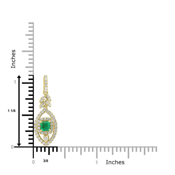 0.292ct Emerald Pendants with 0.392tct Diamond set in 18K Yellow Gold