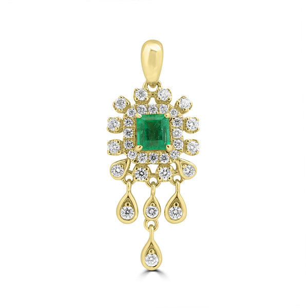 0.254ct Emerald Pendants with 0.268tct Diamond set in 18K Yellow Gold