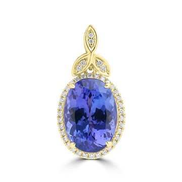7.73ct Tanzanite Pendants with 0.206tct Diamond set in 18K Yellow Gold