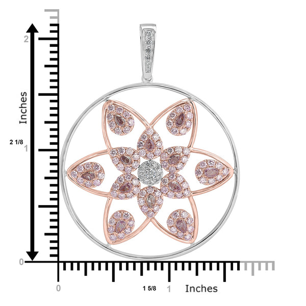 0.884ct Pink Diamond Pendants with 2.334tct Diamond set in 18K Two Tone Gold